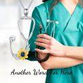 wholesale Sterling Silver Sunflower RN Caduceus Nursing Pendant-0-39