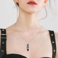 wholesale 925 Sterling Silver Black Wolf Tree Pendant Necklace Wholesale With Zircon Accents Elegant Design For Women-0-4