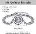 wholesale 925 Sterling Silver Black Crystal Saint Anthony Medal Prayer Bracelet for Women and Men-0-4
