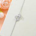 wholesale 925 Sterling Silver Heart and Paw Print Charm Bracelet with CZ Stones for Women-0-4
