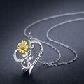 wholesale 925 Sterling Silver Sunflower & Heart Music Note Pendant Necklace for Women Gifts-0-4