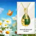 TOUPOP Sterling Silver Jade Hummingbird Dragonfly Butterfly Bee Cat Cardinal Owl Fox Sloth Necklace-0-2