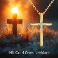wholesale 14K Gold Diamond Cross Pendant Chain Necklaces for Women Gifts Jewelry-0-5