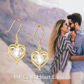 wholesale 14K Gold Crescent Moon & Pearl Dangle Earrings for Women-0-3