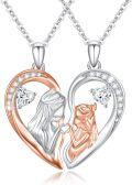 wholesale 925 Sterling Silver Mother and Daughter Heart Necklaces Set Matching Pendant Necklace for 2 Couples s for Mothers Day Birthday Christmas-0-0