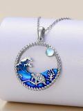 wholesale 925 Sterling Silver Sea Wave Turtle Pendant Necklaces for Women Ocean s for Her-0-3