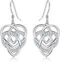 wholesale 925 Sterling Silver Celtic Heart Knot Drop Earrings for Women - Irish Style  Ideas-0-0