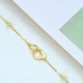 TOUPOP 14K Gold Zircon Double Heart Anklet for Women 8"-10"-0-2
