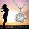 wholesale 925 Sterling Silver Moonstone Nautical Compass Pendant Necklace  with Faith Message-0-1