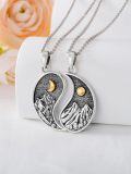 wholesale 925 Sterling Silver Mountain Ying-Yang Pendant Couples Necklaces Matching Set-0-4