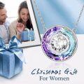wholesale TOUPOP Christmas Gifts For Mom Women Necklace Sterling Silver Circle Necklaces For Women Crystal Pendant Birthday Mother's Day Jewelry Gifts For Mom Wife Her (b-vitrail Light-04-april-white Zirconia) -0-2