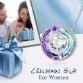 TOUPOP Sterling Silver White Zirconia Crystal Circle Pendant Necklace Gift-0-2