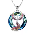 TOUPOP Sterling Silver Crystal Phoenix Pendant Necklace for Women-0-0