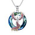 TOUPOP Sterling Silver Crystal Phoenix Pendant Necklace for Women-0-0