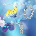wholesale 925 Sterling Silver Butterfly & Crystal Huggie Hoops - 6mm Diameter (Silver)-0-1