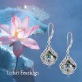 wholesale Sterling Silver Lotus Earrings with Moonstone Amber Onyx Lapis Larimar Rose Quartz Moss Agate-0-16