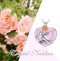 wholesale 925 Sterling Silver Pink Crystal Rose Heart Hugging Flower Pendant Necklace-0-2