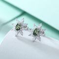 wholesale 925 Sterling Silver Green Moss Agate Flower Stud Earrings-0-5