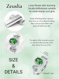wholesale  S925 Sterling Silver with 1Ct Natural Emerald Lotus Flower Ring Adjustable Size for Women-0-1