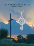 TOUPOP Sterling Silver & Stone Celtic Cross Necklace for Women Men-0-4