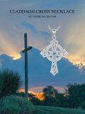 TOUPOP Sterling Silver & Stone Celtic Cross Necklace for Women Men-0-4