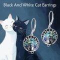 wholesale 925 Sterling Silver Cat Moon Star Abalone Shell Leverback Earrings  for Women-0-5