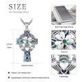 wholesale 925 Sterling Silver Celtic Cross Pendant with Abalone Shell and Green CZ Gemstone for Men & Women - Christian Religious s-0-3