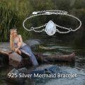wholesale 925 Sterling Silver Teardrop Blue Stone Mermaid Charm Adjustable Bracelet for Women's s-0-2