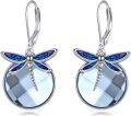 wholesale TOUPOP Dragonfly Earrings Crystal Leverback Earrings For Women Sterling Silver Dragonfly Dangle Drop Hook Earrings Crystal Jewelry Gifts For Christmas Birthday -0-0