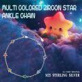 wholesale 925 Sterling Silver Star-Shaped Rainbow Crystal Ankle Anklets for Women - Birthday & Christmas Gift Ideas-0-6