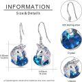 wholesale 925 Sterling Silver Blue Crystal Unicorn Drop Earrings for Women Girls  3cm Long-0-5