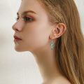 wholesale 925 Sterling Silver Green Butterfly Emerald Zircon Heart Drop Earrings For Women-0-3
