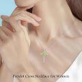 TOUPOP Sterling Silver Peridot Cross Pendant Necklace For Women-0-1