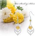 wholesale S925 Sterling Silver & 5A Cubic Zirconia November Birth Flower Chrysanthemum Drop Earrings, Hypoallergenic, Gold/White Gold Plated, Lightweight Dangle Jewelry Gift for Women-0-4