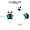 wholesale 925 Sterling Silver Frog Stud Earrings with Green Crystal Animal s for Women-0-4