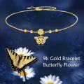 wholesale 9K Gold Daisy Flower & Butterfly Charm Adjustable Chain Anklet  for Women and Girls-0-5