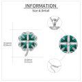 wholesale 925 Sterling Silver Four Leaf Clover Pendant With Green Enamel And Zircon Accents-0-3