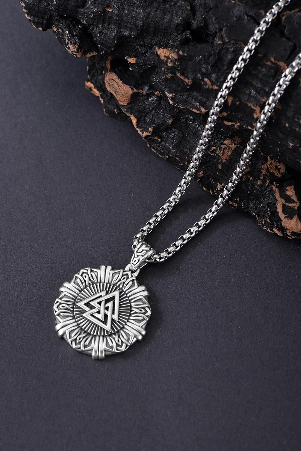 wholesale 925 Sterling Silver Tree of Life Pendant Norse Jewelry for Men with Stainless Steel Chain-0-5