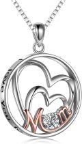 wholesale 925 Sterling Silver Cubic Zirconia Heart Mother Daughter Necklace Gift for Mom Nana Wife-0-0