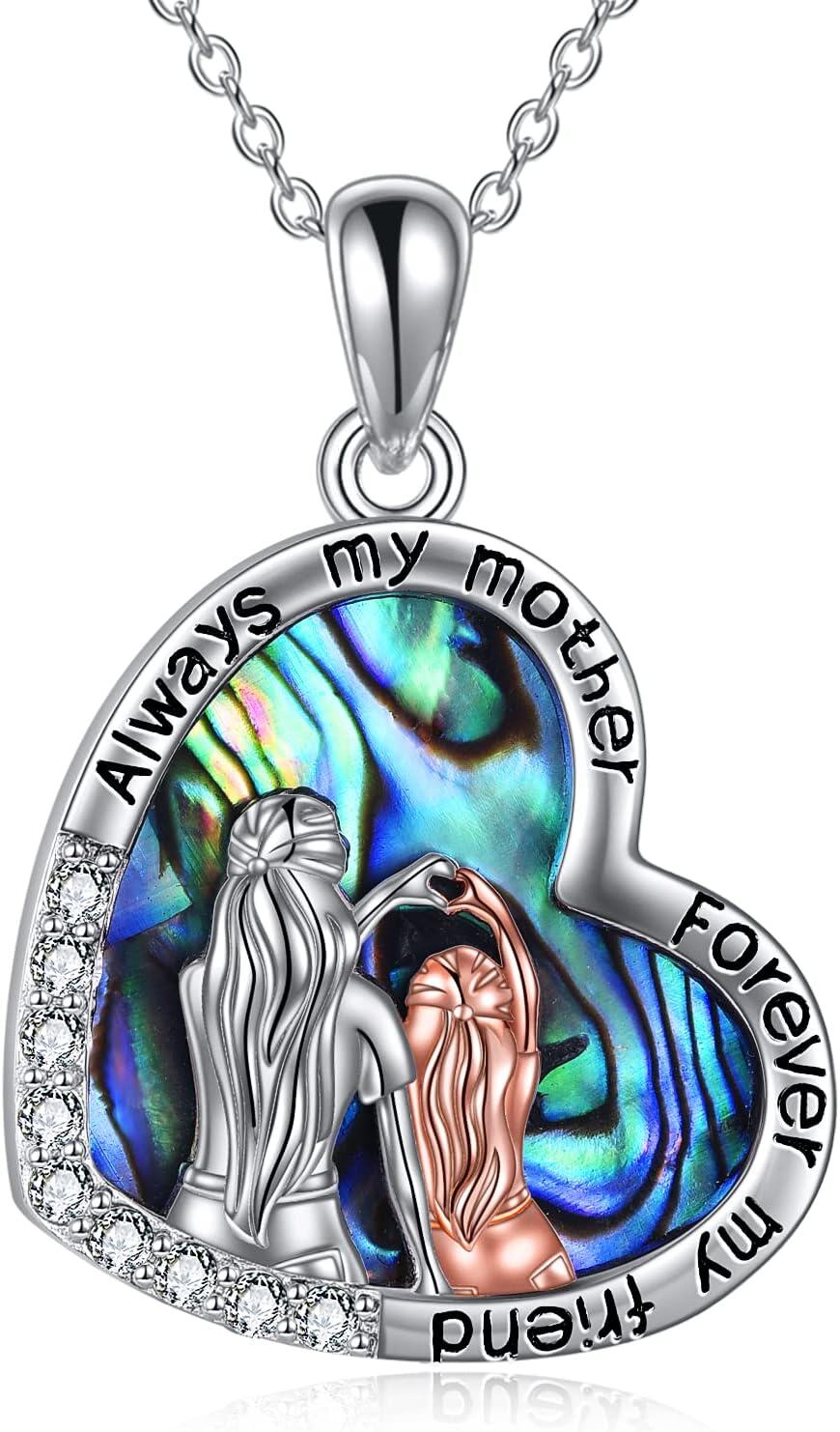 Sterling Silver Stone Mother Daughter Necklace Gift for Mom-0-0