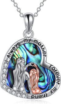 wholesale 925 Sterling Silver Abalone Shell Heart Pendant Necklace with Mother and Daughter Design - Gifts for Mom-Q-mother and daughter locket