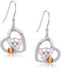 wholesale 925 Sterling Silver Elephant Dangle Earrings with Blue Opal Gifts for Women Girls Jewelry-0-0