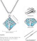 wholesale 925 Sterling Silver Square Turquoise Tree of Life Pendant Necklace for Women-0-1