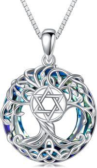 wholesale Sterling Silver Crystal Tree of Life Necklace Celtic Knot Jewelry for Women-Star of David