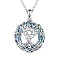 TOUPOP Sterling Silver Blue Crystal Celtic Tree Of Life Necklace Pendant-0-0