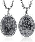wholesale 925 Sterling Silver Admetus Patron Saint Necklace | Amulet Cross Jewelry for Men with 2.5mm 22+2 Rolo Chain -0-0