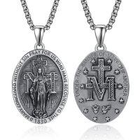 wholesale 925 Sterling Silver Admetus Patron Saint Necklace | Amulet Cross Jewelry for Men with 2.5mm 22+2 Rolo Chain -50-Miraculous Medal