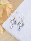 wholesale 925 Sterling Silver Rainbow Moonstone Teardrop Leverback Dangle Earrings for Women-0-3
