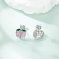 wholesale 925 Sterling Silver Heart-Shaped Pink and White Crystal Stud Earrings - Fashionable Jewelry for Women-0-1