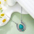 wholesale 925 Sterling Silver Natural Turquoise Vintage Horseshoe Pendant Necklace 18+2 Chain Women s Birthday Gift-0-3